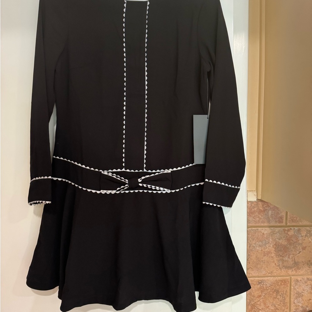 Pomander Place Black Fit and Flare Dress with Cuffed Sleeves NWT